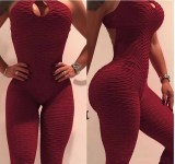 Jacquard Jumpsuit Sexy Yoga Wear Jumpsuit Women's Low Back Fitness One Piece Pants