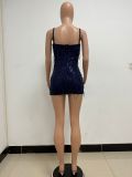 Women's Deep V Sleeveless Sequined Bodycon Dress