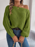 Autumn And Winter Casual Hollow Balloon Sleeve Sweater Women's Clothing