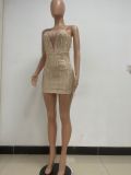 Women's Deep V Sleeveless Sequined Bodycon Dress
