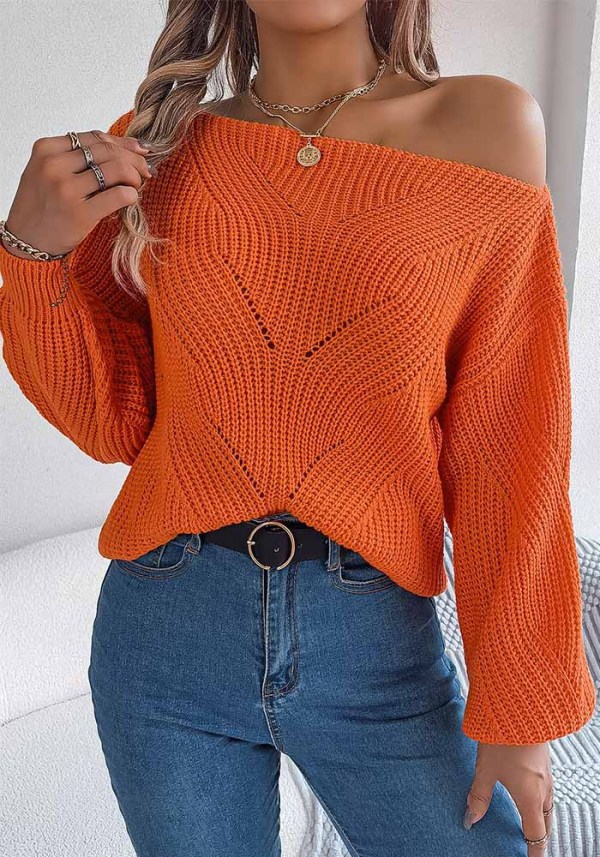 Autumn And Winter Casual Hollow Balloon Sleeve Sweater Women's Clothing