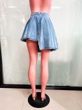 Sexy Slim Denim Pleated Club Skirt