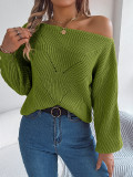 Autumn And Winter Casual Hollow Balloon Sleeve Sweater Women's Clothing