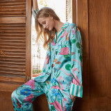 Flamingo Print Pajamas For Women Spring And Autumn Long Sleeve Outdoor Wear Homewear Set