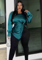 Women's Satin Casual Slit Long Sleeve Chic Top Women's Satin Casual Slit Long Sleeve Chic Top