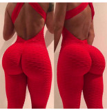 Jacquard Jumpsuit Sexy Yoga Wear Jumpsuit Women's Low Back Fitness One Piece Pants