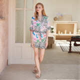 Leopard Fashion Pajamas Women Summer Short Sleeve Turndown Collar Outdoor Wear Home Clothes Set