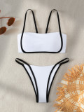 Color Block Strappy Sexy Low Waist Two Pieces Bikini Swimsuit