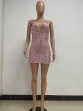 Women's Deep V Sleeveless Sequined Bodycon Dress