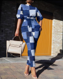 Spring And Autumn Trendy Street  Women's Clothing Three-Quarter Sleeve Fashion Casual Two Piece Pants Set