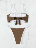 Color Block Strappy Sexy Low Waist Two Pieces Bikini Swimsuit