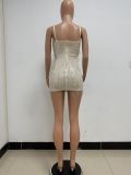 Women's Deep V Sleeveless Sequined Bodycon Dress