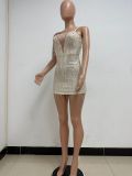 Women's Deep V Sleeveless Sequined Bodycon Dress