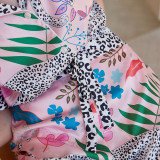 Leopard Fashion Pajamas Women Summer Short Sleeve Turndown Collar Outdoor Wear Home Clothes Set