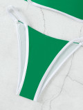 Color Block Strappy Sexy Low Waist Two Pieces Bikini Swimsuit