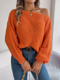 Autumn And Winter Casual Hollow Balloon Sleeve Sweater Women's Clothing