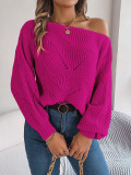 Autumn And Winter Casual Hollow Balloon Sleeve Sweater Women's Clothing
