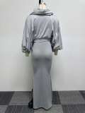 Sexy Slim Solid Color Hooded Fishtail Skirt Set