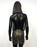Women Rhinestone Halter Neck Bodycon Dress