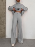 Women knitting lace-up Top and Pant Casual two-piece set