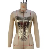 Women Autumn Metallic Sexy Strapless Top