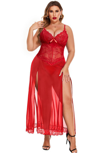 Plus size Women Lace Slit dress sexy lingerie