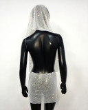 Women Rhinestone Halter Neck Bodycon Dress