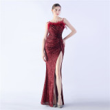 Plus Size Women Sequin Formal Party Evening Dress
