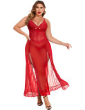 Plus size Women Lace Slit dress sexy lingerie