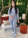 Women Line Design long-sleeved Top and Pant two-piece set