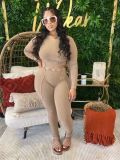 Women Line Design long-sleeved Top and Pant two-piece set