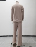 Women knitting lace-up Top and Pant Casual two-piece set