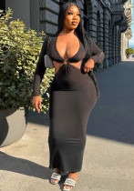 Women Autumn Solid Long Sleeve Cut Out Dress Women Autumn Solid Long Sleeve Cut Out Dress