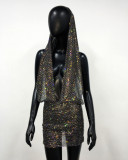Women Rhinestone Halter Neck Bodycon Dress