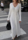 Women Ribbed Knitting Casual V-neck Dress