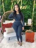 Women Line Design long-sleeved Top and Pant two-piece set
