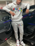 Autumn And Winter Casual Letter Printed Hooded Hoodies Sweatpants Set