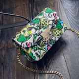 Fashion Printed Small Square Bag Graffiti Women's Style Chain Bag Crossbody Shoulder Bag