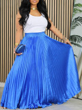 Women's Plus Size Mid-High Waist Pleated Long Skirt