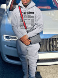 Autumn And Winter Casual Letter Print Hooded Hoodies Sweatpants Set