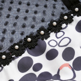 Plus Size African Women Print Round Neck Patchwork Polka Dot Dress