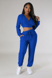 Women's Clothing Fashionable Solid Jacquard Zipper Hoodie Sweatpants Two-Piece Set