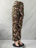 Women's Fashion High Waist Camo Pocket Multicolor Pants