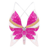 Sexy Dance Performance Sequined Top Belly Dance Butterfly Bra Nightclub Stage Party Costume