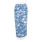 Print Two Pieces Swimsuit Womenretro One Piece Slim Fit Swimwear Chiffon Beach Skirt