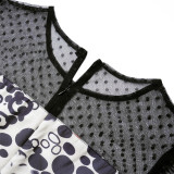 Plus Size African Women Print Round Neck Patchwork Polka Dot Dress