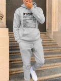 Autumn And Winter Casual Letter Print Hooded Hoodies Sweatpants Set