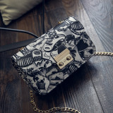 Fashion Printed Small Square Bag Graffiti Women's Style Chain Bag Crossbody Shoulder Bag