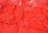 Autumn Women's Red Long Sleeve Lace See-Through Evening Gown
