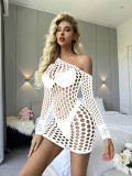Sexy Lingerie Long Sleeve Sexy Hollow Bodycon  Nightdress